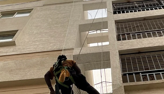 Duct area safety nets installation in Bengaluru for apartments and building protection